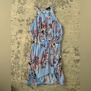 Hallelu Floral Blue Halter Dress